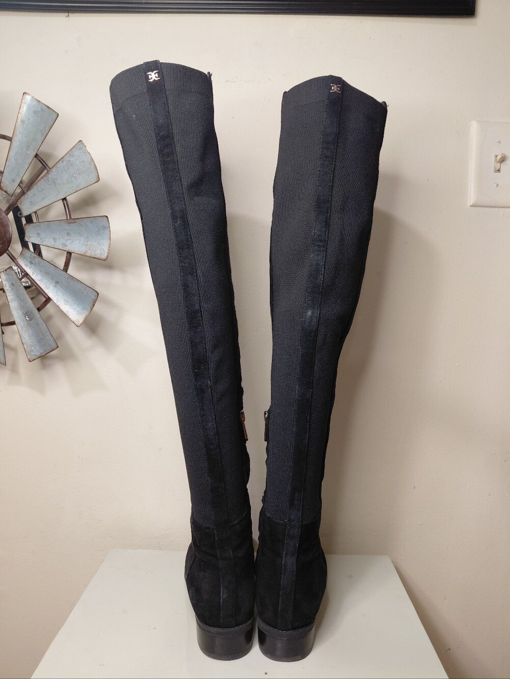 Sam Edelman Black Over-the-Knee Suede Stretch Boots Size 7.5 - Picture 8 of 11